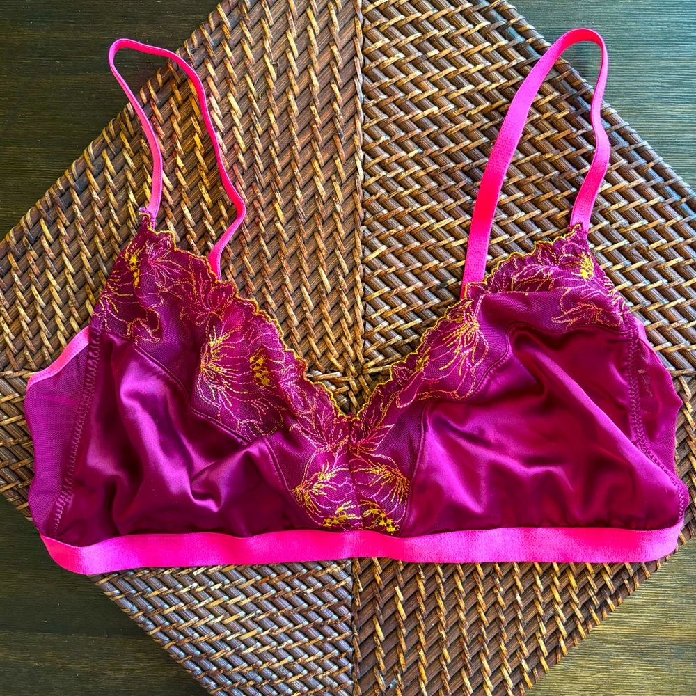 Auden | Lace & Silk Floral Bralette | Size XL